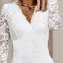 Elegant Ladies Wrap Bodycon Dress with Soft Lace Long Sleeves for Parties and Daily Wear